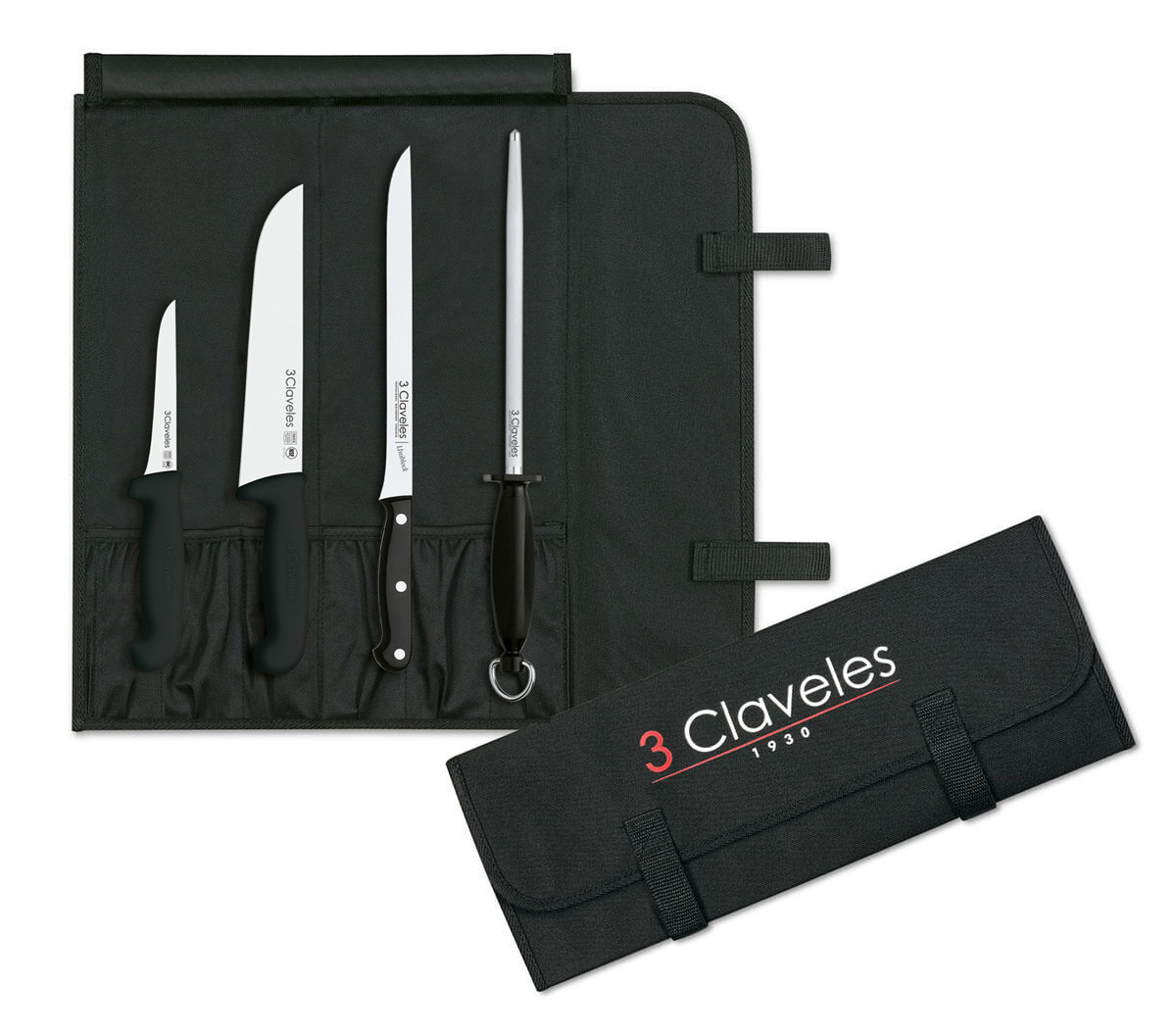 estuche cuchillos jamoneros 3 claveles